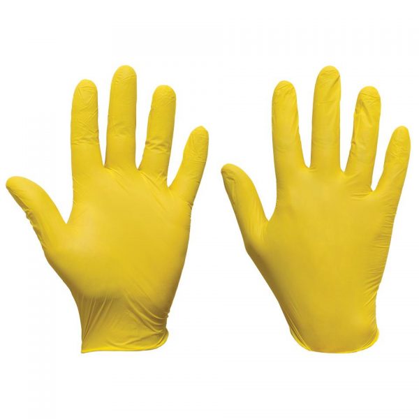 50 x Yellow Nitrile Gloves - Powder & Latex Free - Small Medium Large